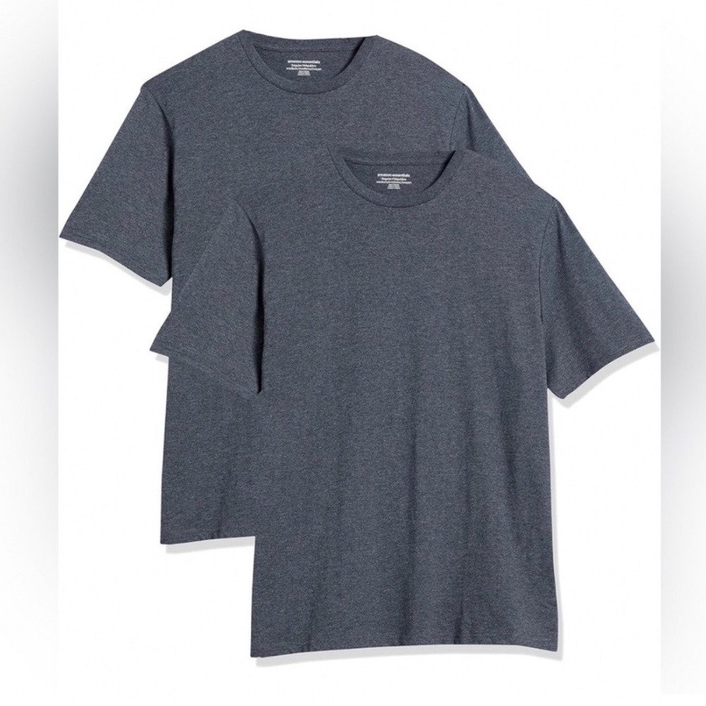 Amazon Essentials Mens Regular Fit Short Sleeve Crewneck T-Shirt 2 Pack Charcoal